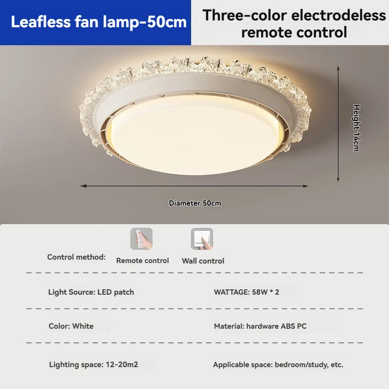 Full spectrum bladeless fan light new model, invisible and silent ceiling fan light for bedroom and master room