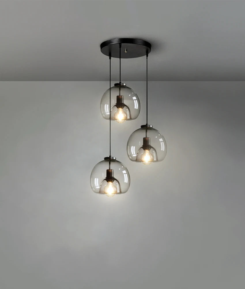 Glass Led Ceiling Chandelier E27 Black Pendant Lamp For Living Room Dining Table Kitchen Bedroom Modern Gray Art Hanging Light