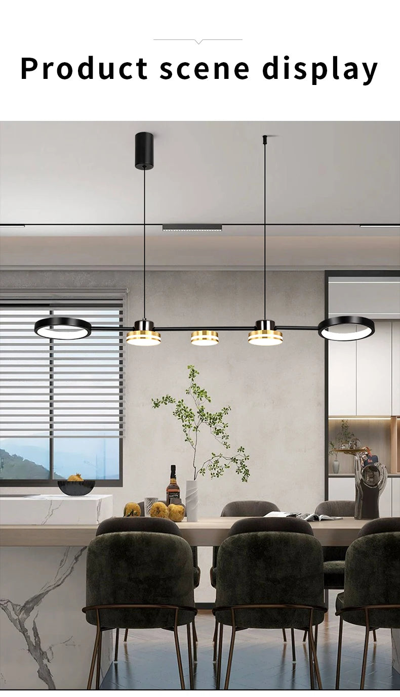 Pendant Lights Hanging Lamp Modern Table LED Long Linear Chandelier Kitchen Island Lighting For Dining Living Room Office Light