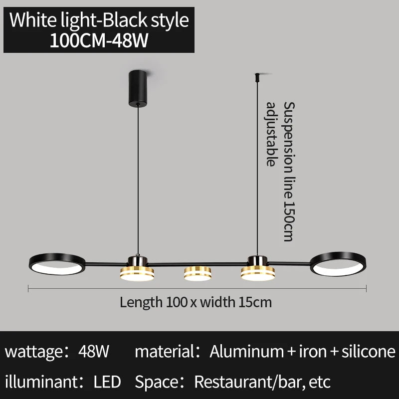 Pendant Lights Hanging Lamp Modern Table LED Long Linear Chandelier Kitchen Island Lighting For Dining Living Room Office Light
