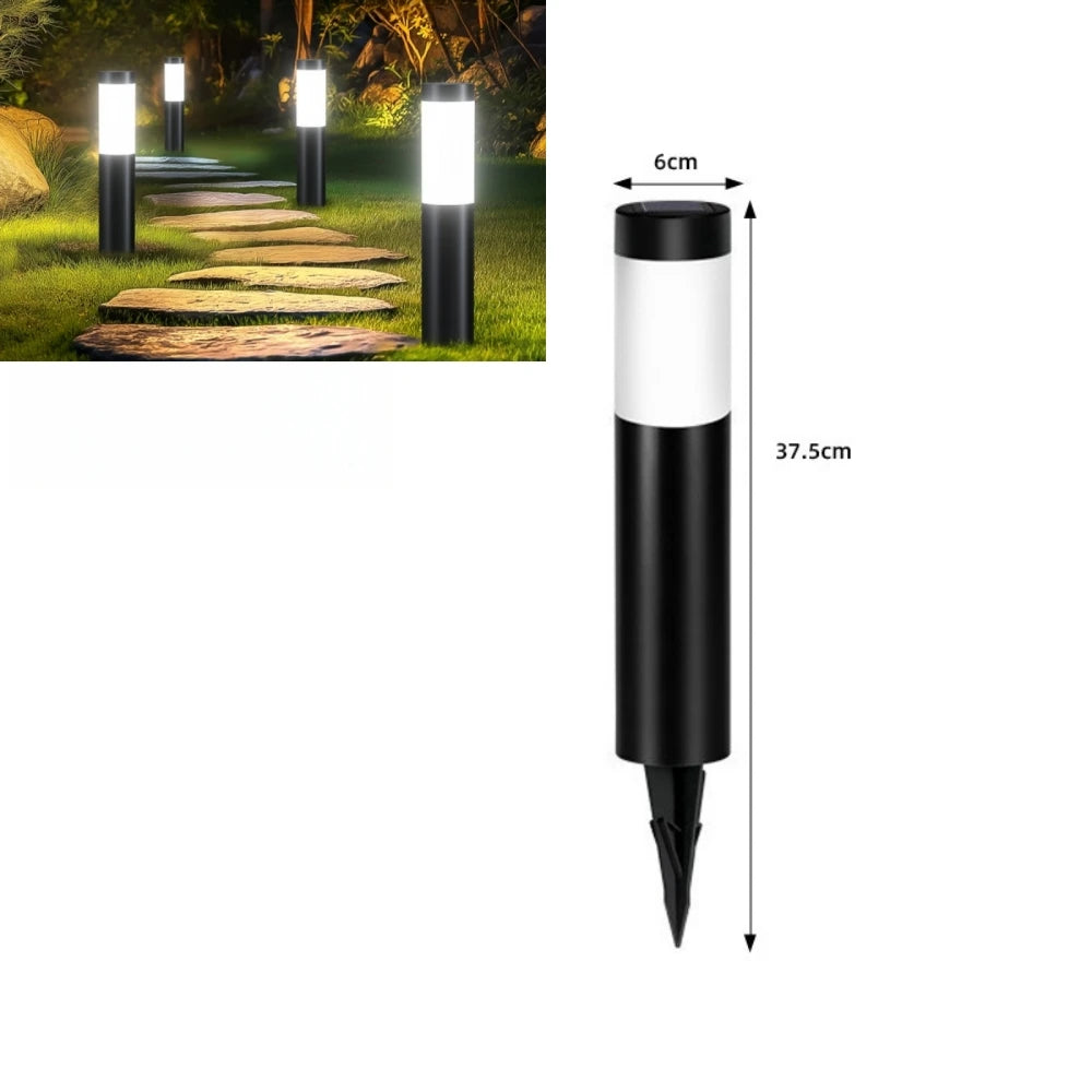 Solar Stainless Steel LED Modern Pathway Lights Upgraded Courtyard Outdoor Garden Cylindrical Lawn Light Outside Walkway Decor