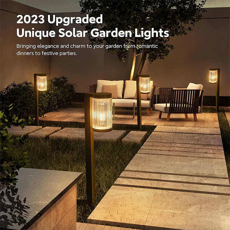 Two Pack MODI Outdoor Solar Spike Lights  - IP65 Waterproof , Dusk to Dawn Auto On/Off, Warm Yellow Glow for Garden/Porch