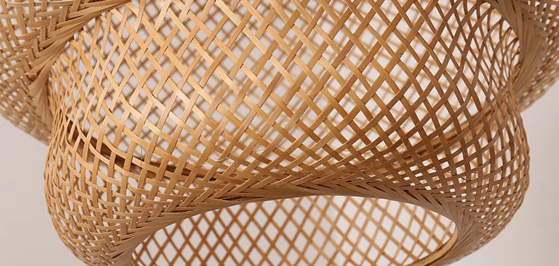 Hand Knitted Chinese Style Weaving Hanging Lamps 18/19/30cm Restaurant Home Decor Lighting Fixtures Bamboo Pendant Lamp