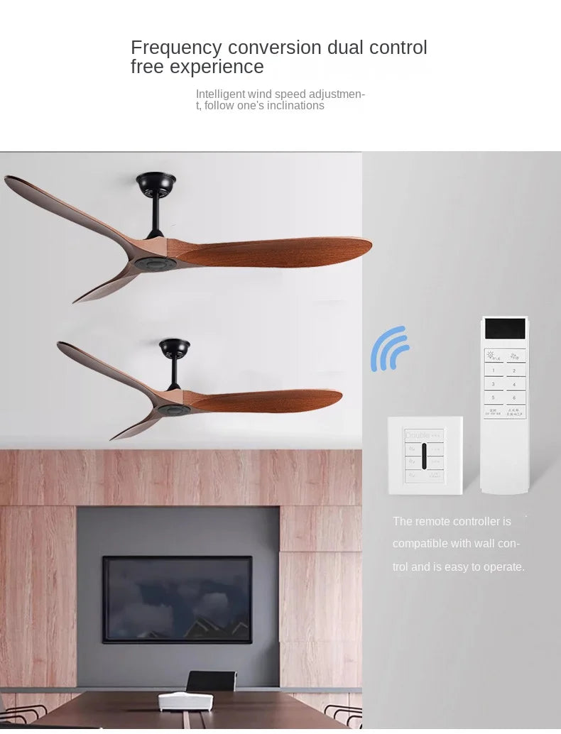 Strong Wind Nordic Ceiling  Living Room Dining Room Industrial American Style Retro Commercial Variable Frequency Lightless Fan