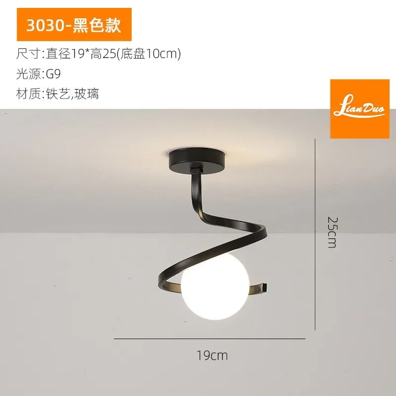 Modern Glass Ceiling Lights Minimalist Black Gold Ceiling lamp Indoor Lighting Hallway Aisle Balcony Entryway Cloakroom Fixtures