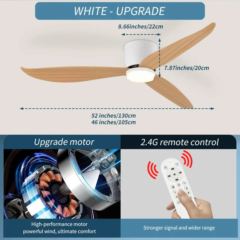 46 52 Inch LED Pendant Light, Bedroom, Dining Room, Living Room, Intelligent Remote Control Dimming Fan, Nordic Style 96-220V