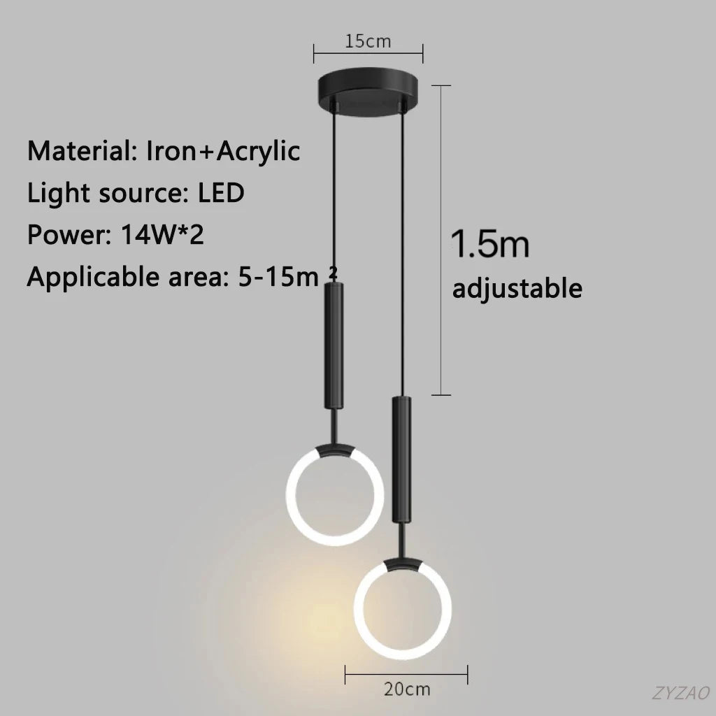 Modern Luxury Pendant Lamp Bedroom Bedside Bathroom Entrance LED Chandeliers Restaurant Kitchen Dining Hall Bar Hanging Lighting