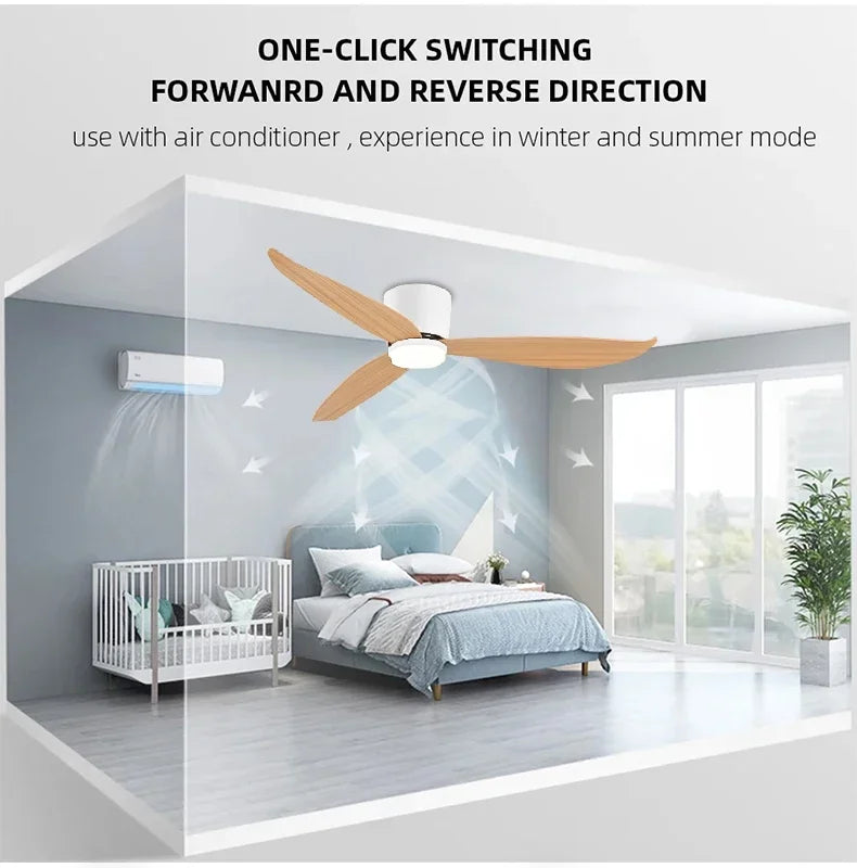 46 52 Inch LED Pendant Light, Bedroom, Dining Room, Living Room, Intelligent Remote Control Dimming Fan, Nordic Style 96-220V