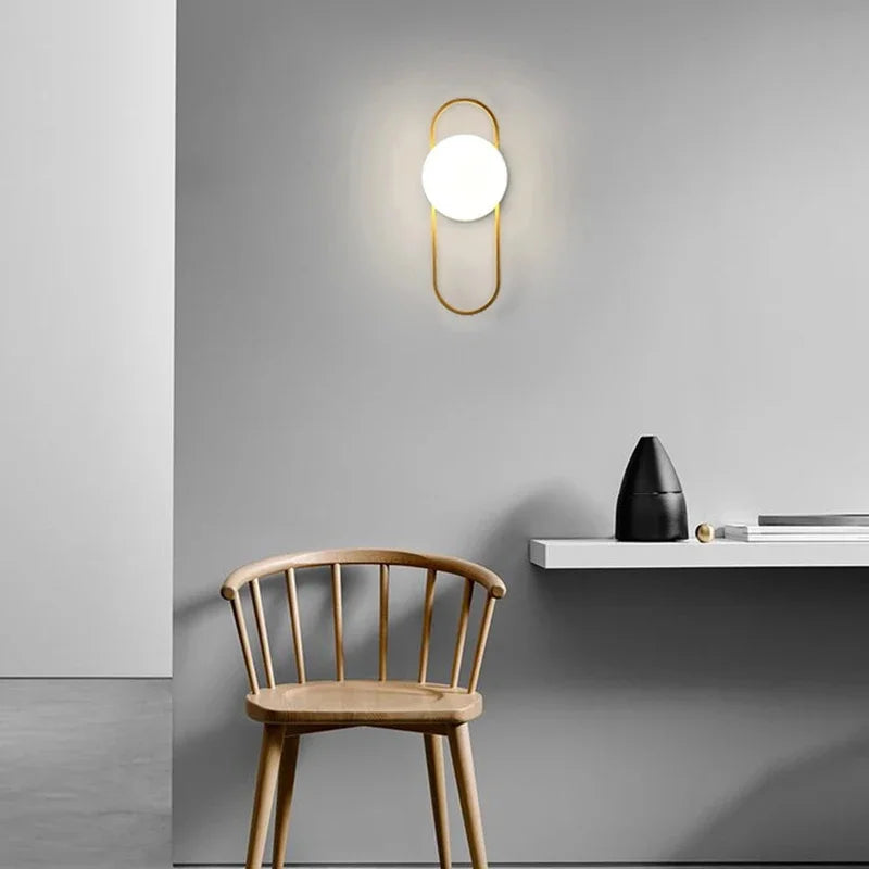 Frosted Glass Ball Indoor LED Wall Lamps with Plug Switch Black Gold G9 LED Wall Lights Wall Sconce for Corridor Aisle