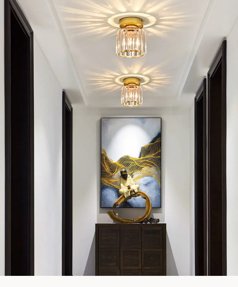 Modern K9 Crystal Pendant Light Led Ceiling Lamp Living Dining Room Nordic Chandelier Aisle Decor Balcony Corridor Fixture Lumi