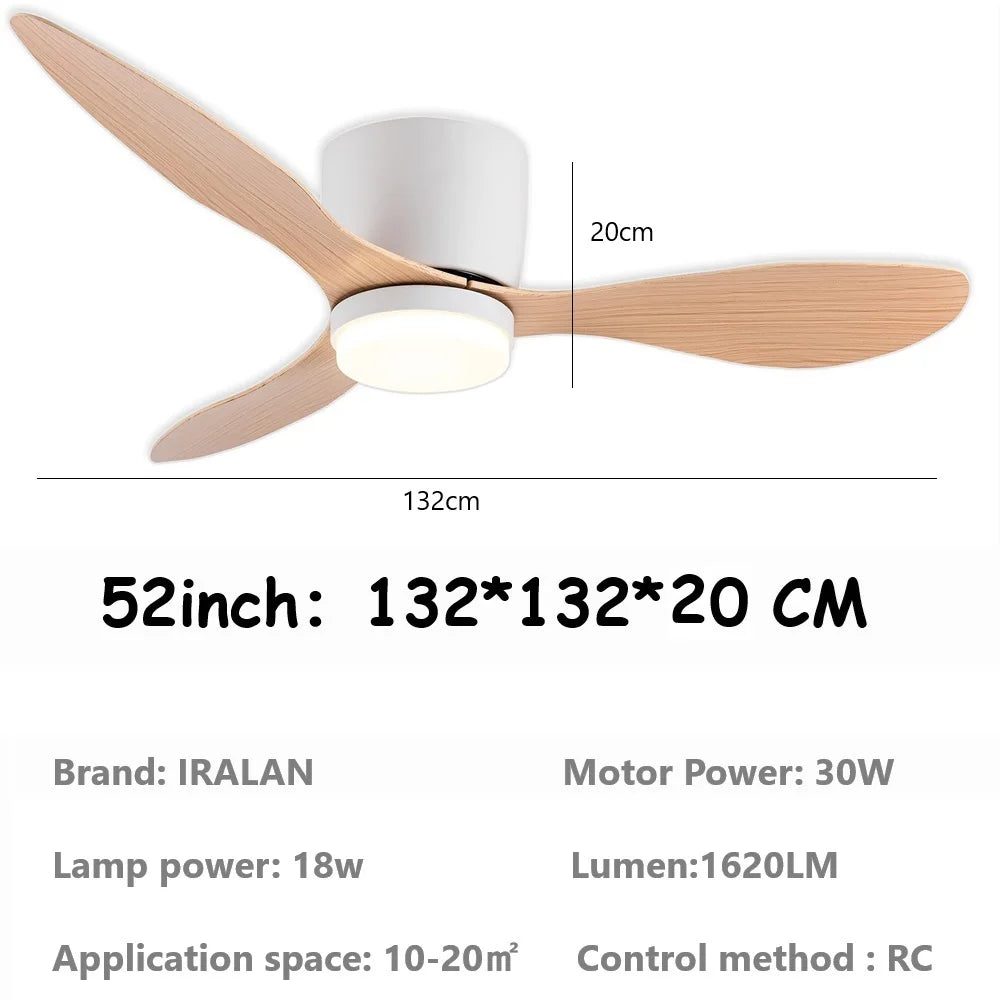 Jelena LED Ceiling Fan Light 6th Gear Wind Speed Living Room Bedroom Household Modern Ceiling Electric fan with Remote Control
