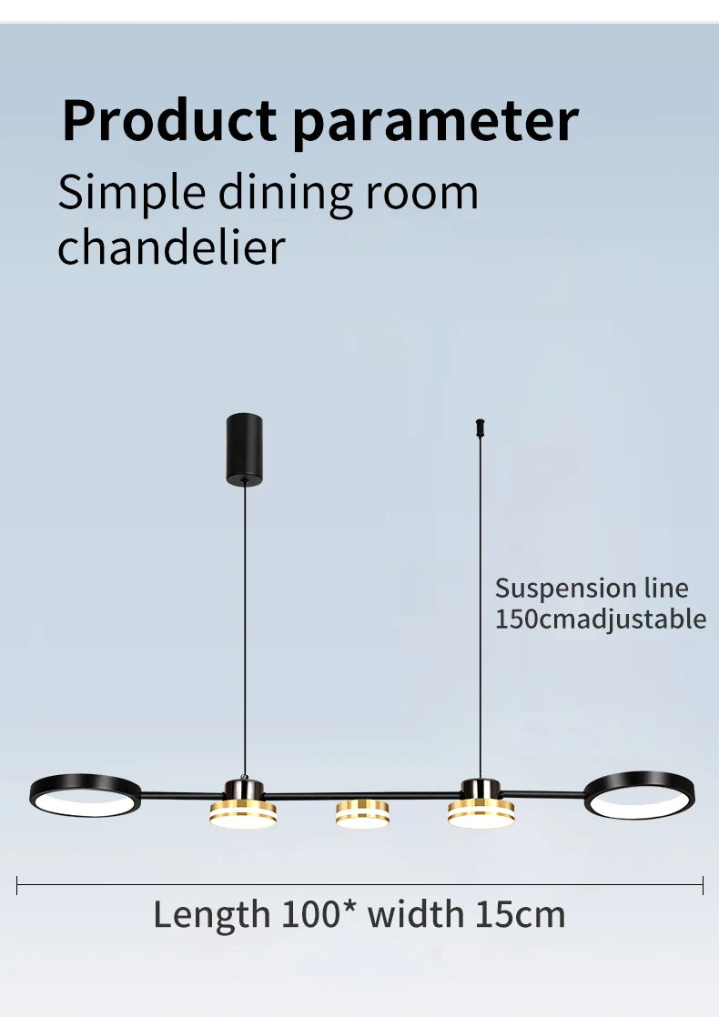 Pendant Lights Hanging Lamp Modern Table LED Long Linear Chandelier Kitchen Island Lighting For Dining Living Room Office Light