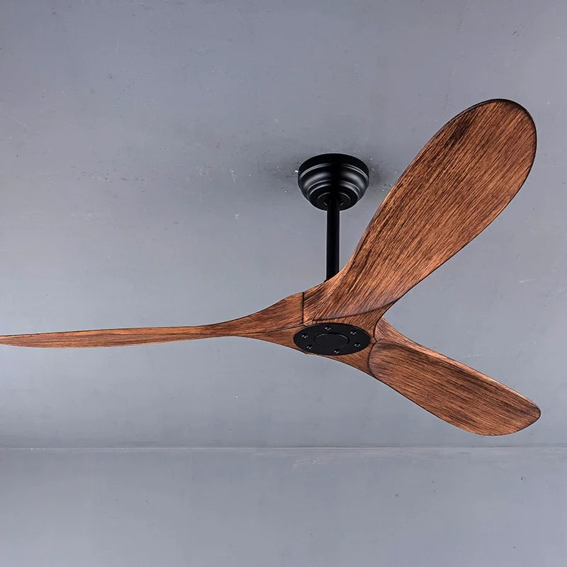 85-265V Solid Wood Bland 52 60 Inch Ceiling Fans with LED DC Motor Remote Control