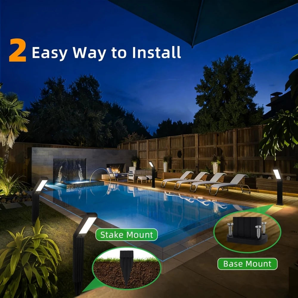 Solar Pathway Lights Outdoor 3 Modes (White/Natural/Warm), 90 LEDs Solar Garden Lighting Adjustable Height for Yard, Driveway
