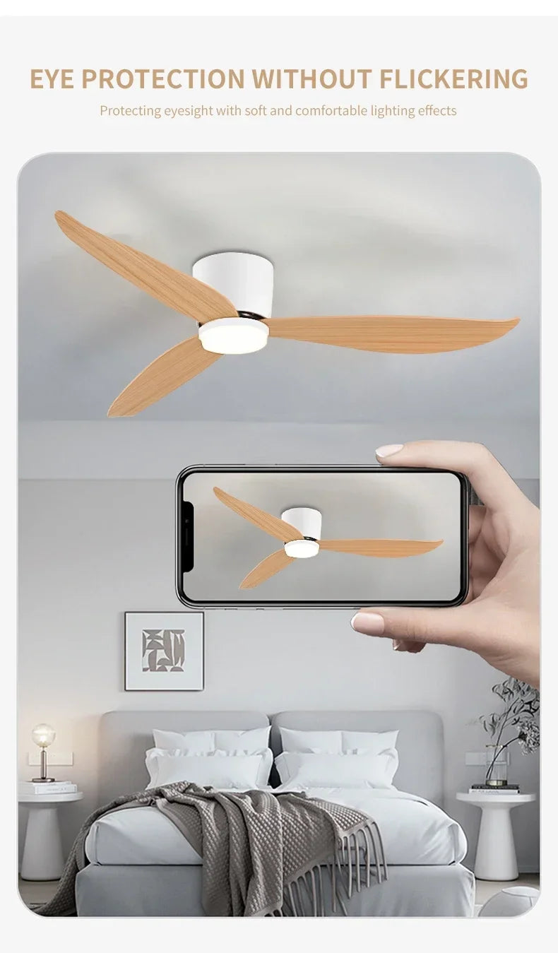 46 52 Inch LED Pendant Light, Bedroom, Dining Room, Living Room, Intelligent Remote Control Dimming Fan, Nordic Style 96-220V