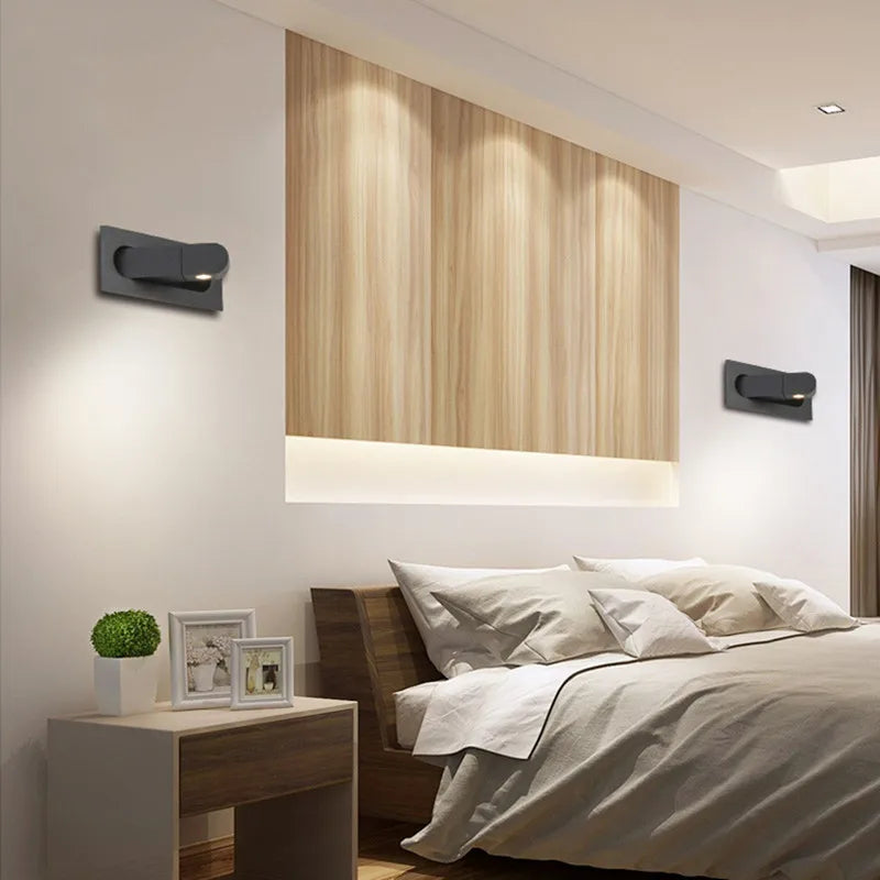Recessed Rotation LED Reading Wall Light Living Room Bedroom Bedside Hotel Corridor Entrance Wall Lamp Hidden Decor Wall Sconce