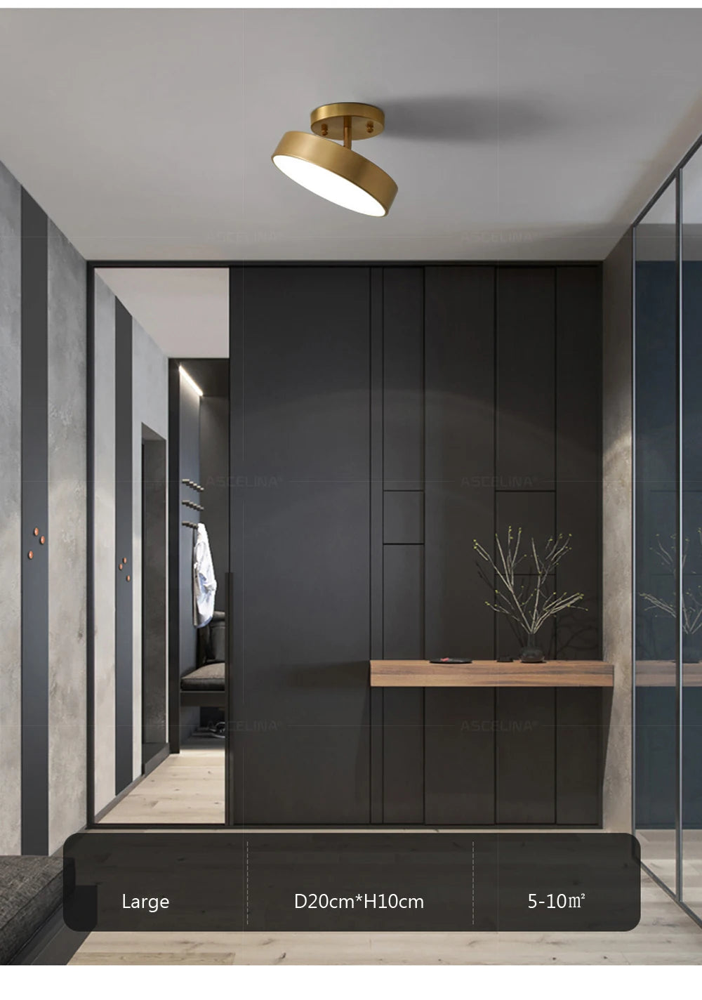 Modern LED Ceiling Light Copper Lamp For Bedroom Living Room Light Nordic Round Gold Black Entryway Corridor Aisle Decor Fixture