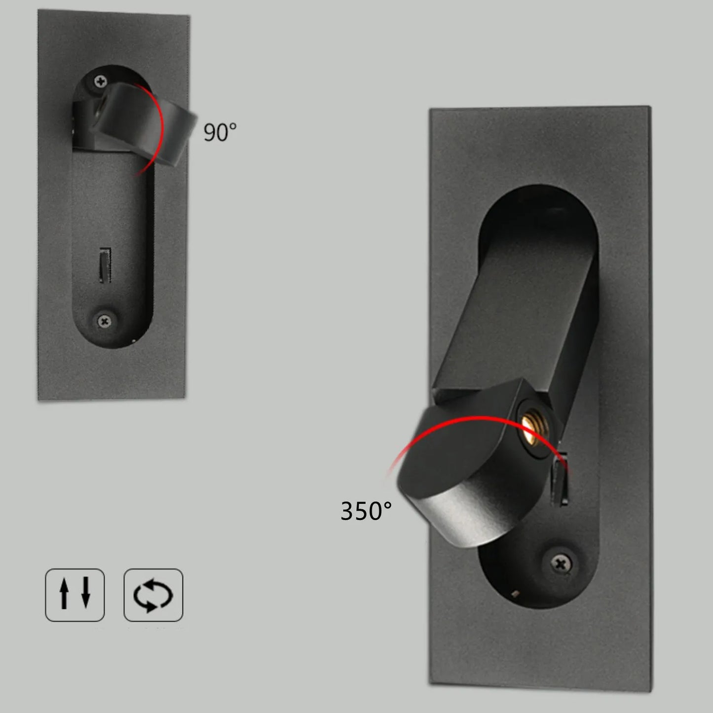 Recessed Rotation LED Reading Wall Light Living Room Bedroom Bedside Hotel Corridor Entrance Wall Lamp Hidden Decor Wall Sconce
