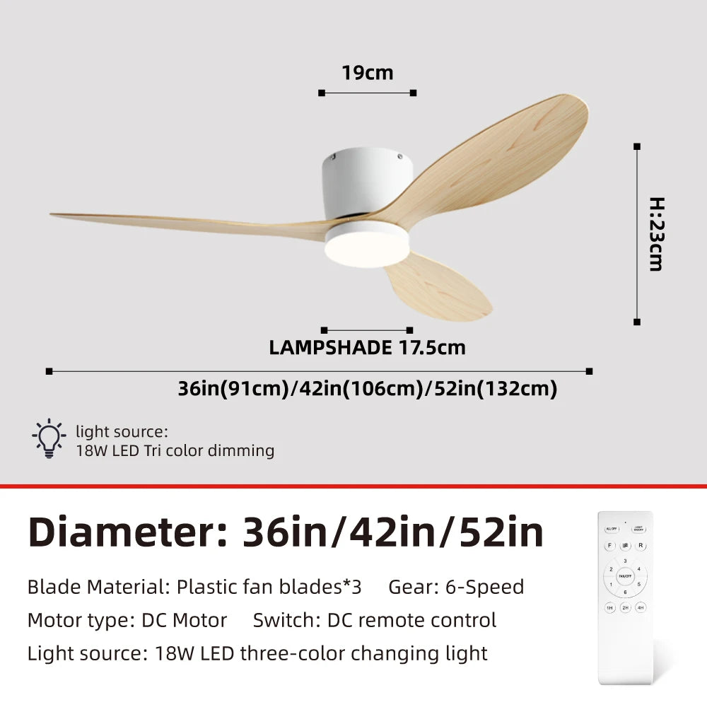 FUMANJIA Ultra-Thin DC Ceiling Fan with Remote - 6-Speed Silent, 3 ABS Blades, Ideal for Low Ceilings & Minim Spaces Energy