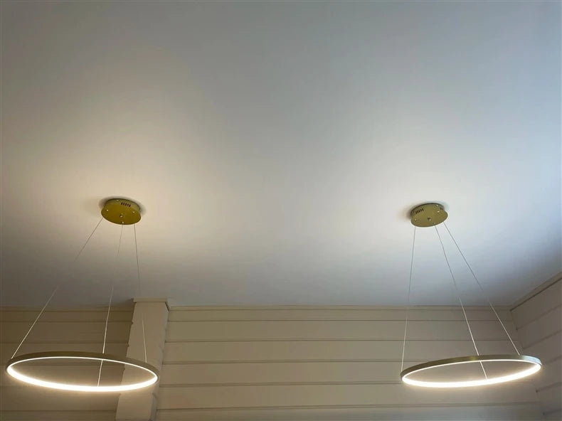 Nordic Ring Led Chandelier Lighting Aluminium Circle Lustre Dinning Room Pendant Lamp Black White Gold Frame Led Lamp Fixtures
