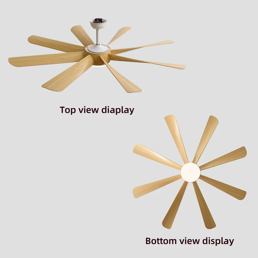 FUMANJIA 60Inch Ceiling Fan with Light - 8 Blades, DC Motor & Remote Control, 6-Speed Adjustment, ABS Blades for Dining Rooms