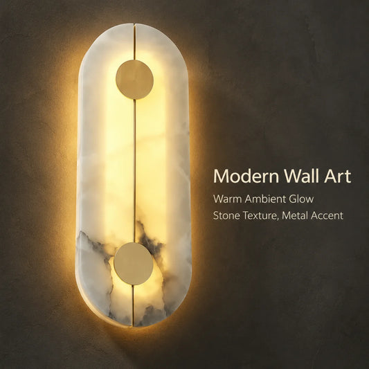Modern Luxury Creative Marble Wall Light - Alabaster Marble Wall Lamp Sconce for Bedroom Bedside Living Room Aisle Indoor Decor