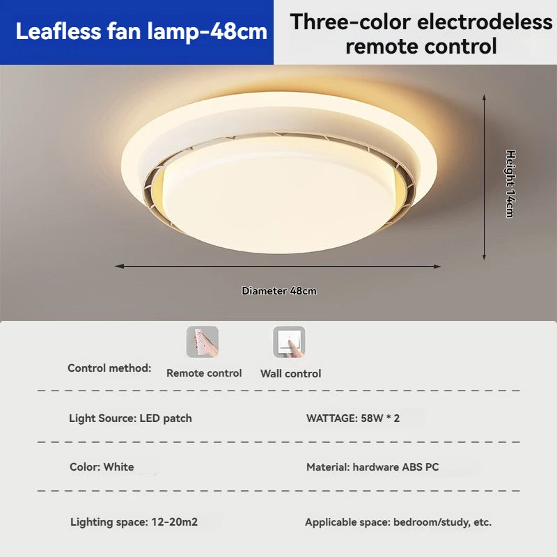 Full spectrum bladeless fan light new model, invisible and silent ceiling fan light for bedroom and master room
