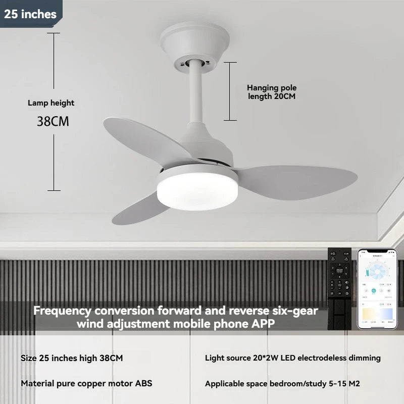 New bedroom ceiling fan light with integrated lamp and fan, study room ceiling fan light, flush mount fan light