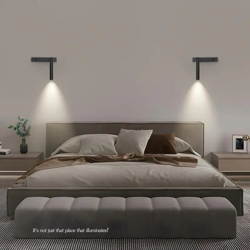 Minimalist Rotate Wall Sconce with Switch Home Decor Study Bedroom Bedside Reading Lamp Spotlight LED Adjustable Angle Wall Lamp