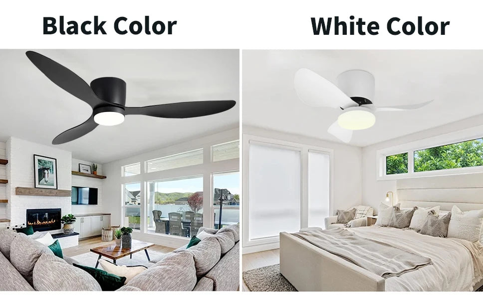 Modern Ceiling Fan with LED Light, DC Motor, Large Air Volume, Remote Control for Kitchen, Bedroom, Dining Room, Patio