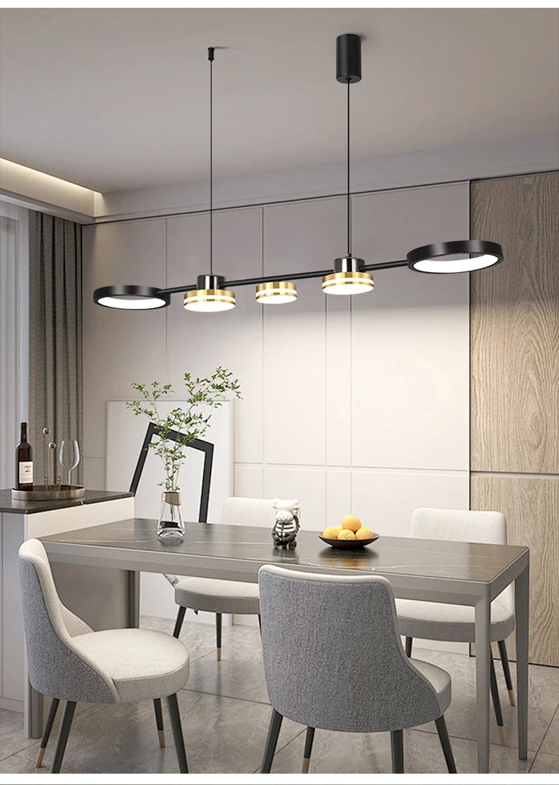 Pendant Lights Hanging Lamp Modern Table LED Long Linear Chandelier Kitchen Island Lighting For Dining Living Room Office Light
