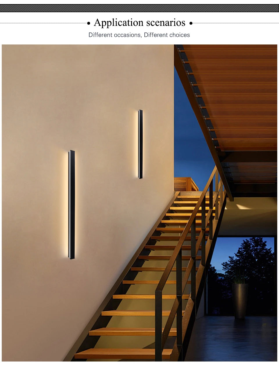 Long Wall Light outdoor Waterproof Modern Long Strip LED lighting wall lamp IP65 Garden AC 85-256v outdoorDecoration