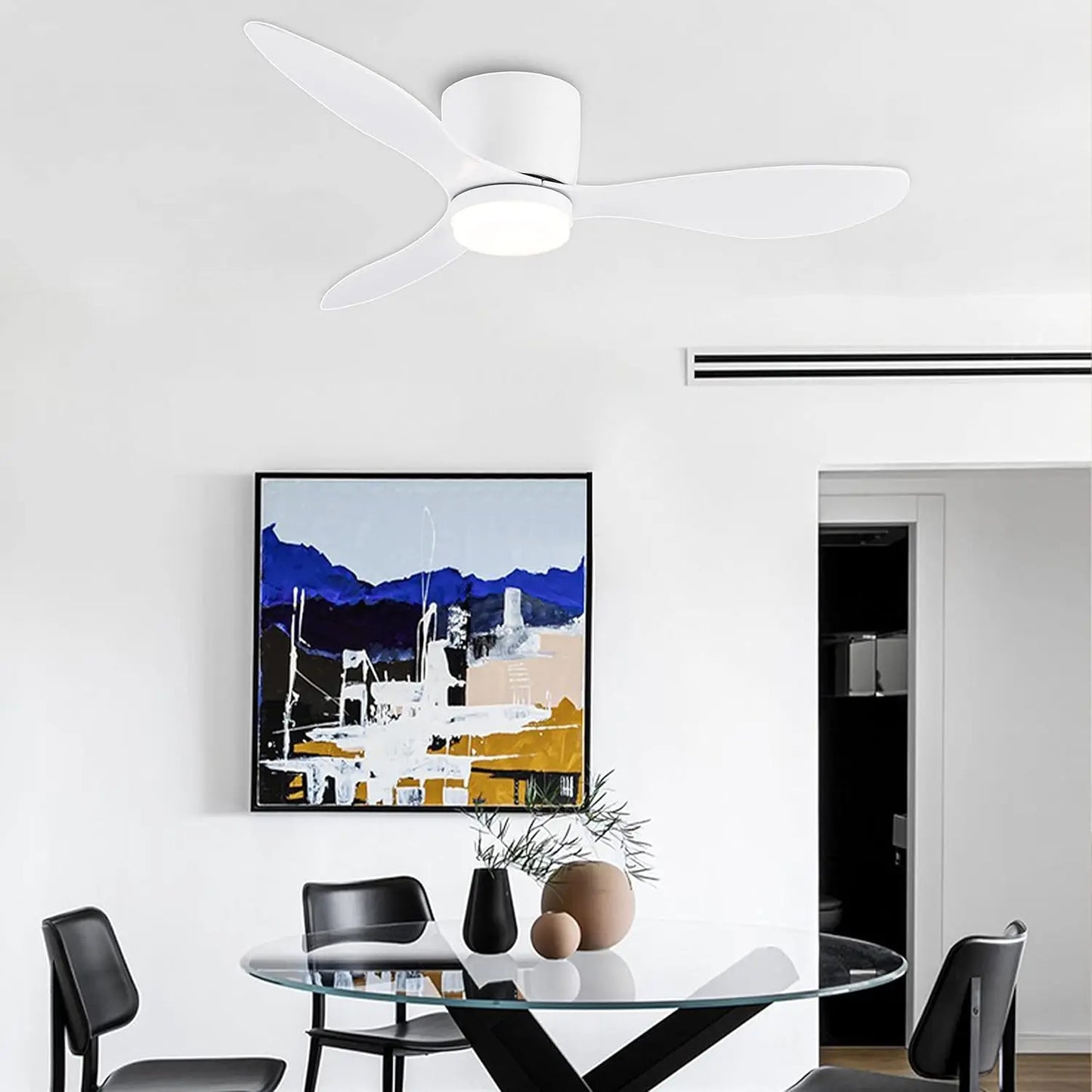 42Inch Mount Ceiling Fan Light with 3 Colors, 6 Speeds, Timing, Low Profile Ceiling Fan with Remote Control  Bedroom Dining Room