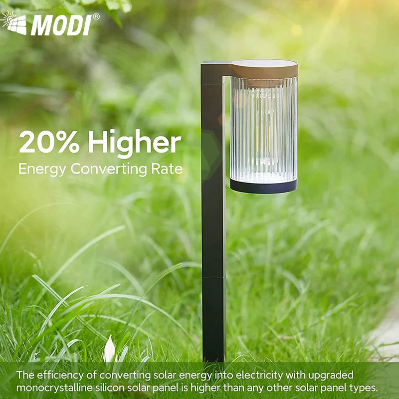 Two Pack MODI Outdoor Solar Spike Lights  - IP65 Waterproof , Dusk to Dawn Auto On/Off, Warm Yellow Glow for Garden/Porch