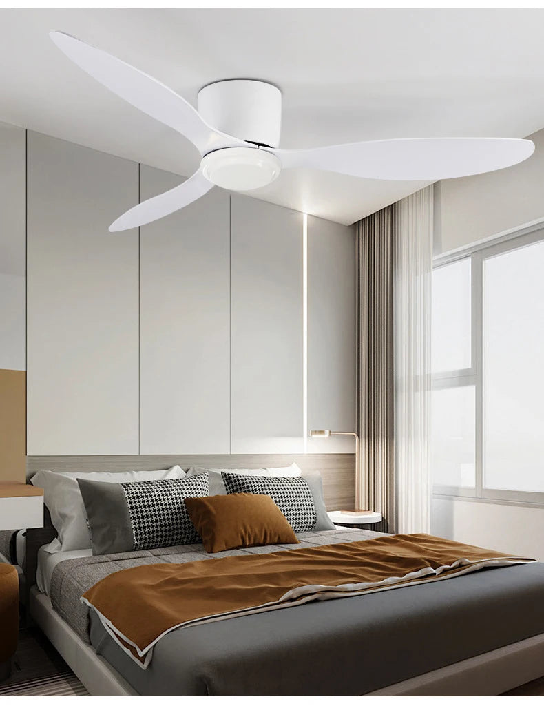 Modern Black White Low Floor DC Motor 30W Ceiling Fans With Remote Control Simple Ceiling Fan Without Light Home Fan