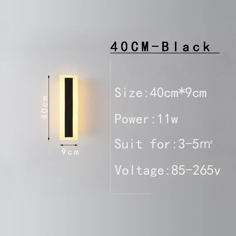 Outdoor IP65 waterproof Long strip lamp, simple LED wall light suitable for courtyard, villa, gate, garden outdoor decoration