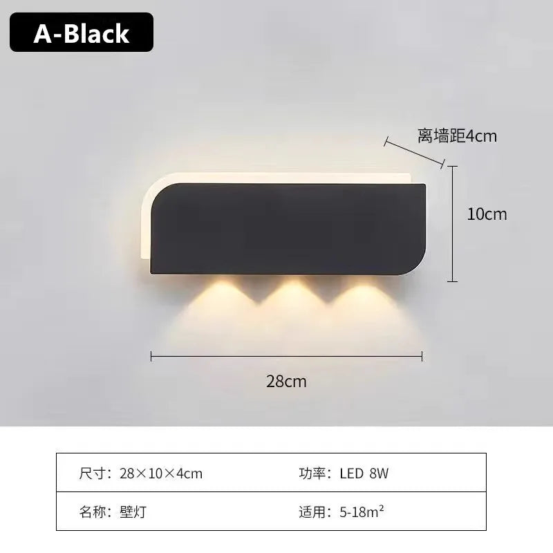 Nordic minimalist creative personality long strip wall lamp modern simple living room aisle bedroom bedside lamp background wall