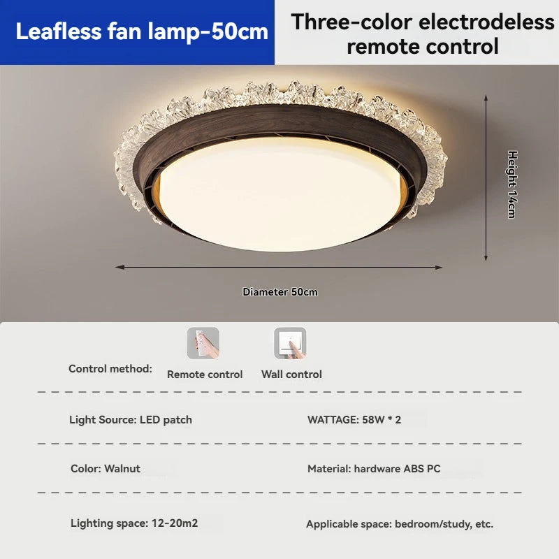 Full spectrum bladeless fan light new model, invisible and silent ceiling fan light for bedroom and master room