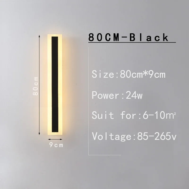 Outdoor IP65 waterproof Long strip lamp, simple LED wall light suitable for courtyard, villa, gate, garden outdoor decoration