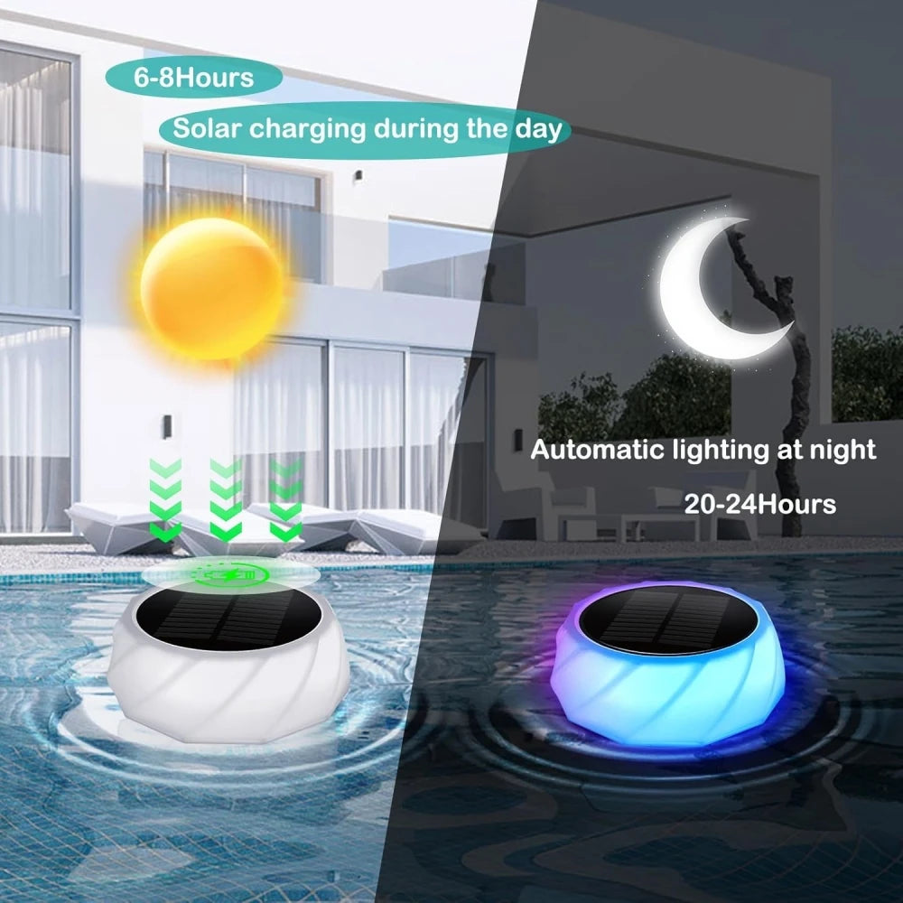 Solar Swimming Pool Lights Pool Chlorine Floater for 3inch Tablets Auto Light up at Night for Pool, Hot Tub,Party Decoration