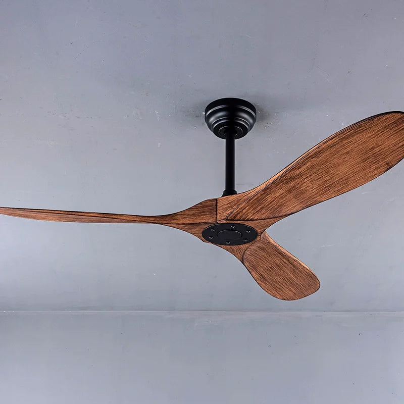 85-265V Solid Wood Bland 52 60 Inch Ceiling Fans with LED DC Motor Remote Control
