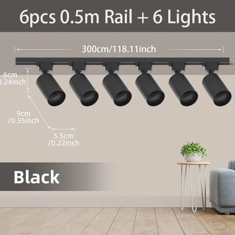 Full Set Track Light Led Ceiling Rail Lights Replaceable GU10 Light Source Spotlight for Living Room Bedroom Led Spot Track Lamp
