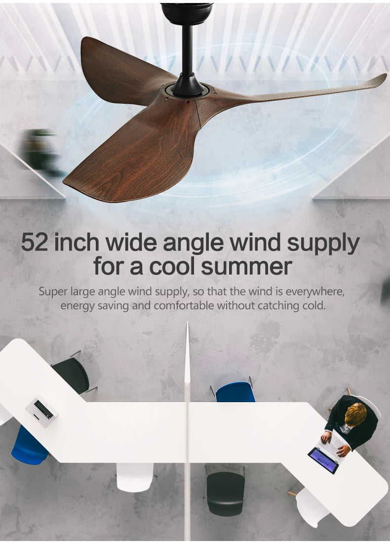 38/52 Inch Ceiling Fan Living Room Restaurant Americans Modern  Office Without Light DC Remote control Electric Fan 110V 220V