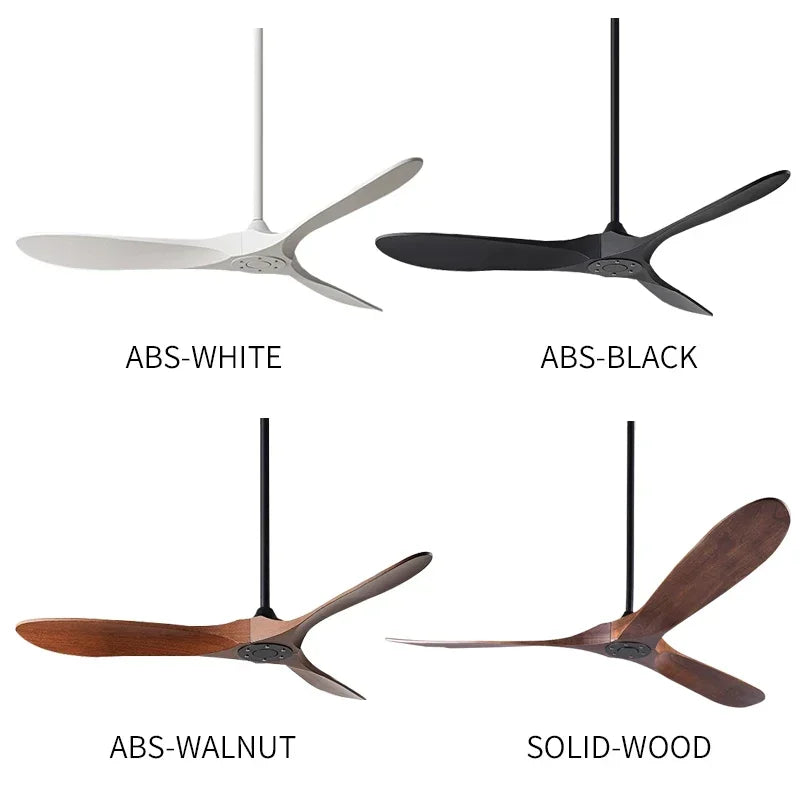 Modern Solid Wood Retro High Air Volume Ceiling Fan with Remote Control Without Lights Living Room and Dining Room Pendant Light