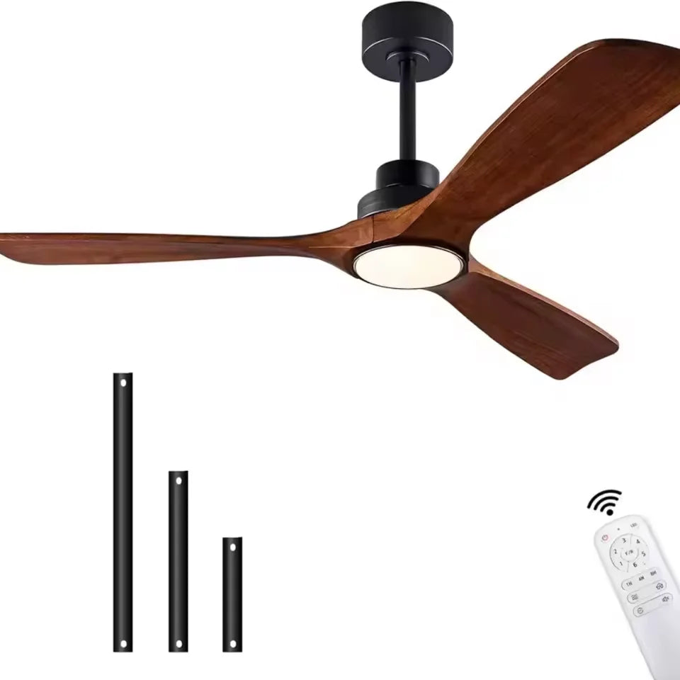 42 52 60 Inch Natural Wood Ceiling Fan with Lights Remote Control Quiet DC Motor Ventiladores De Techofor 85-265V Ceiling Fans