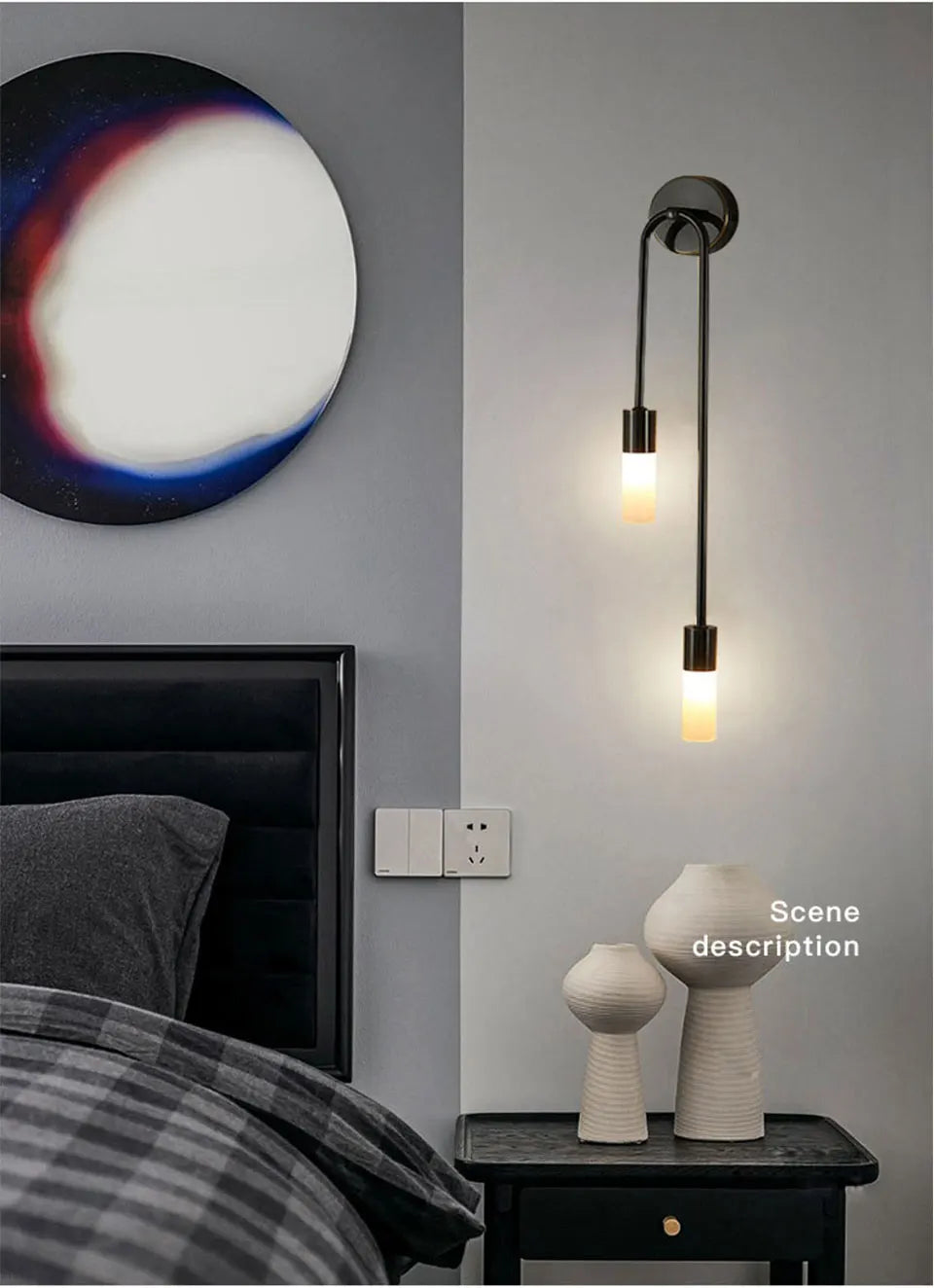 Modern Wall Lamps Indoor Wall Sconces G9 Gold Black Light Fixture Minimalist Candle Lighting for Bedroom Stairway Balcony Decora