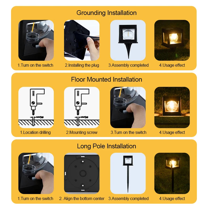 2LEDs Solar Column Head Lights Outdoor, Led Lawn Lamp, IP65 Waterproof Buried Light, for Garden Courtyard Park Column
