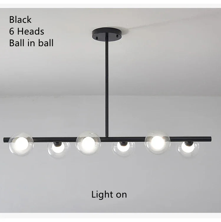 Modern 5/6 White Glass Balls Dining Room Chandelier for Kitchen Island Table Living Room Bedroom Suspension Lamp LED Lighting