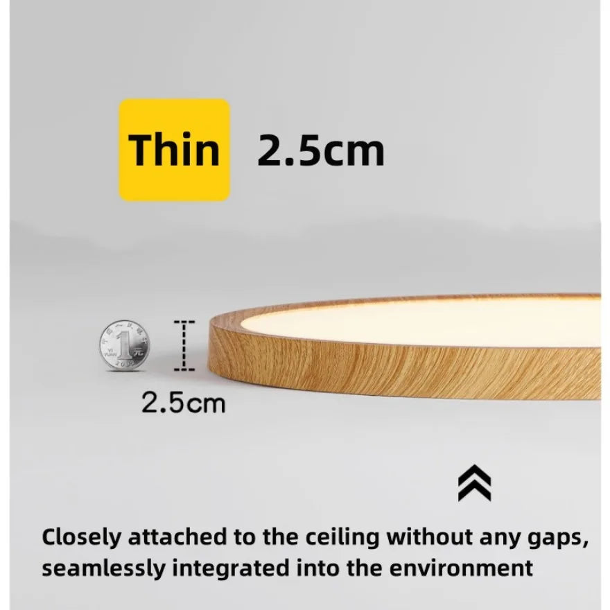Modern LED Wood Grain Ceiling Light Ultra-thin 3 Colors Surface Ceiling Lamp Bedroom Living Room Kitchen Home Decor Lighting