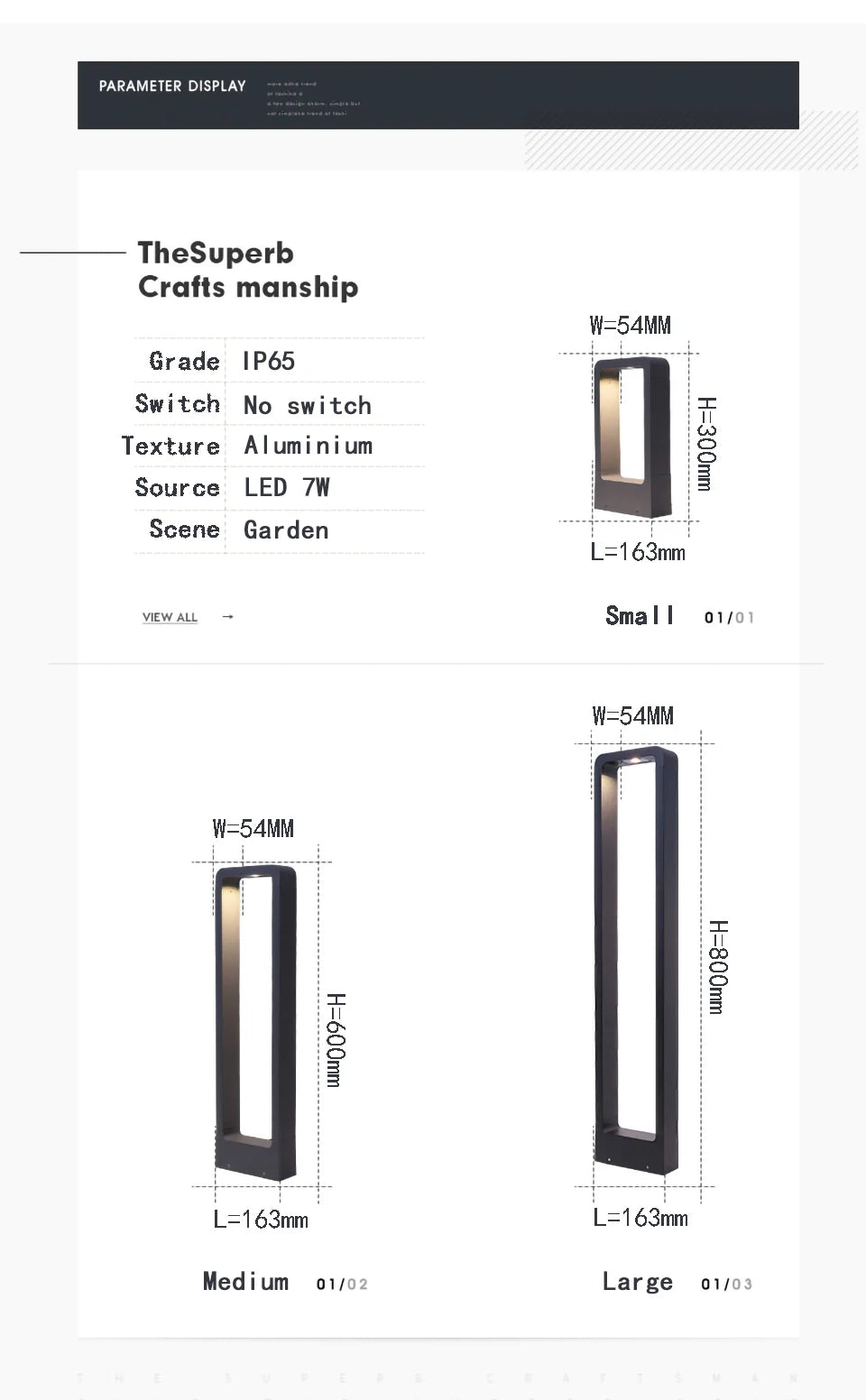 Outdoor iP65 waterproof LED lawn light. Suitable for parks, courtyards, gardens, and squares. Aluminum landscape light.